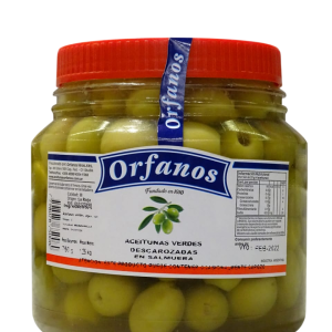 ACEITUNAS VERDES DESCAROZADAS X 750GS ORFANOS PRESENTANCION HOGAR