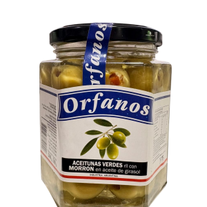 ACEITUNAS VERDES RELLENAS CON MORRON X 200GS ORFANOS