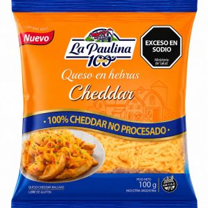 Queso en hebras Cheddar x 100gr- La Paulina