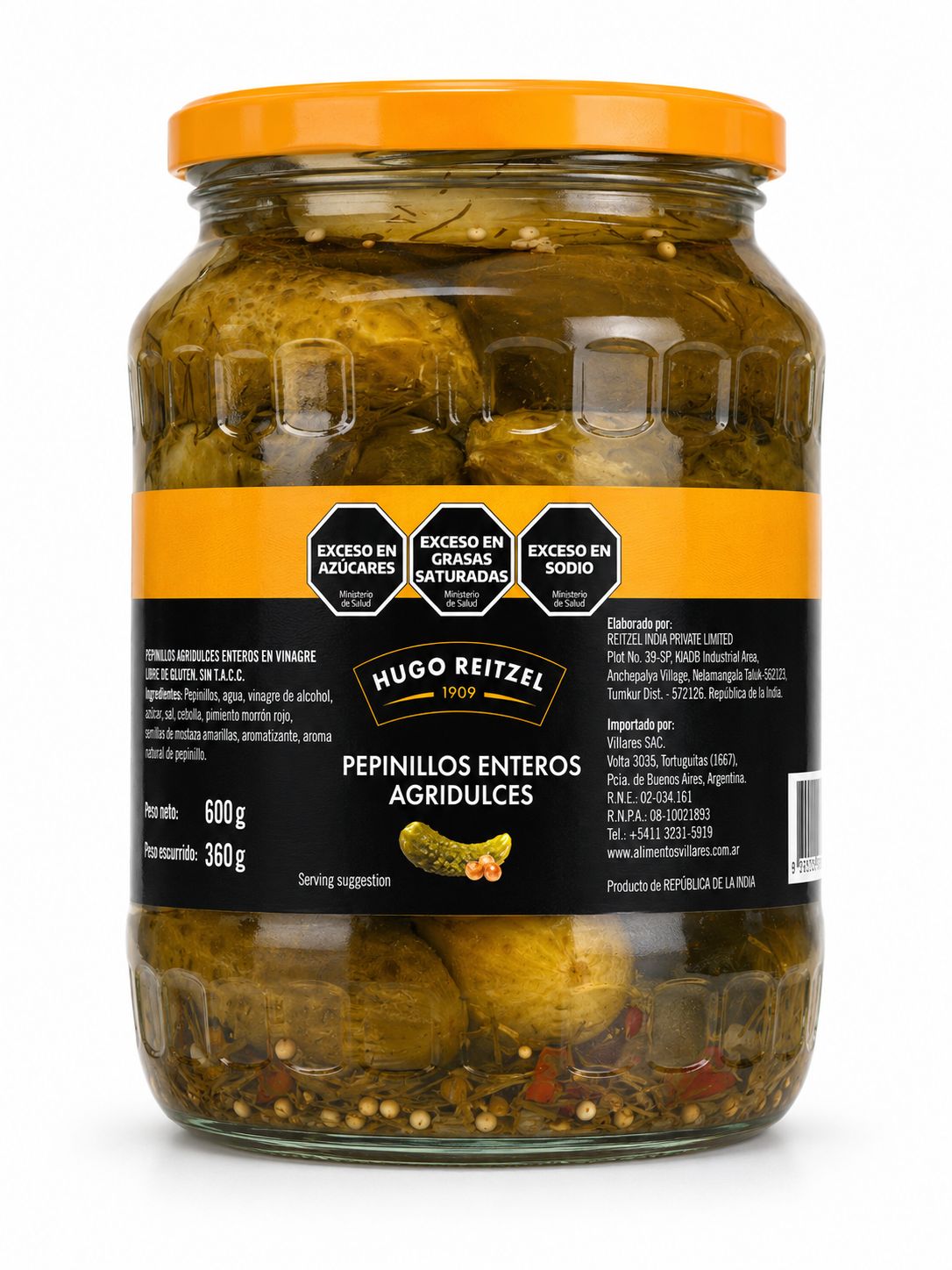 Pepinillos Agridulces Enteros Reitzel 600 g