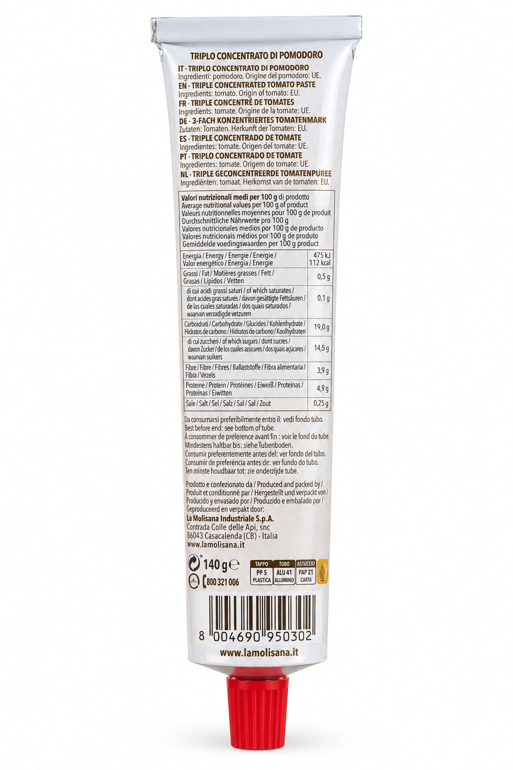 Concentrado De Tomate Triplo X 130 Gr La Molisana - Imagen 2